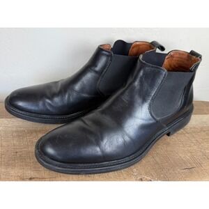 JOHNSTON & MURPHY BLACK LEATHER CHELSEA BOOTS US 11 M MEN'S ANKLE BOOT